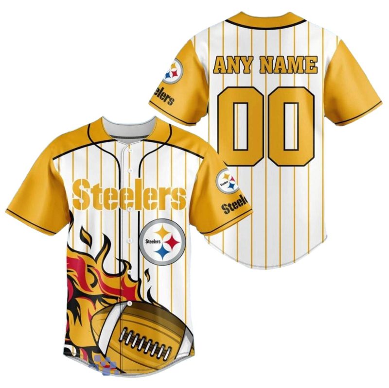 Personalized Pittsburgh Steelers Fireball Baseball Jersey 1