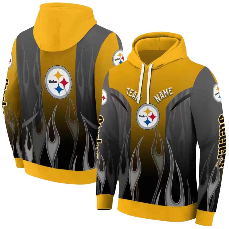Personalized Pittsburgh Steelers Flame Design Gold Aop Hoodie 1