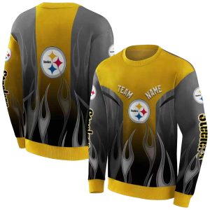 Personalized Pittsburgh Steelers Flame Design Gold AOP Sweatshirt