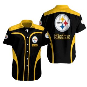 Personalized Pittsburgh Steelers Game Day Bold Stripe Black And Yellow Hawaiian Shirt