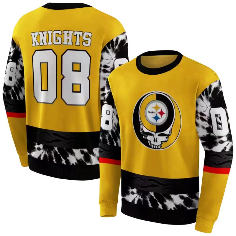 Personalized Pittsburgh Steelers Grateful Vibes Gold Aop Sweatshirt 1