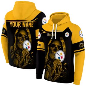 Personalized Pittsburgh Steelers Grim Reaper Gold Black AOP Hoodie
