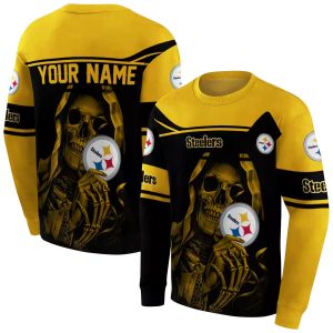 Personalized Pittsburgh Steelers Grim Reaper Gold Black AOP Sweatshirt