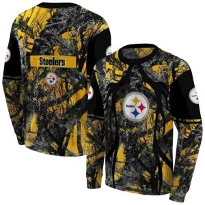 Personalized Pittsburgh Steelers Hunting Theme Gold Black AOP Sweatshirt