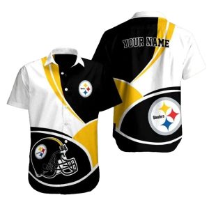 Personalized Pittsburgh Steelers Legacy Black And White Vintage Helmet Hawaiian Shirt