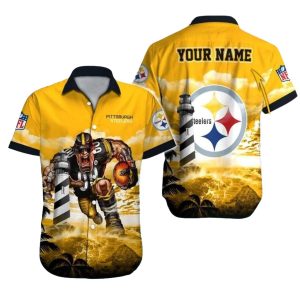 Personalized Pittsburgh Steelers Lighthouse And Football Warrior Hawaiian Shirt