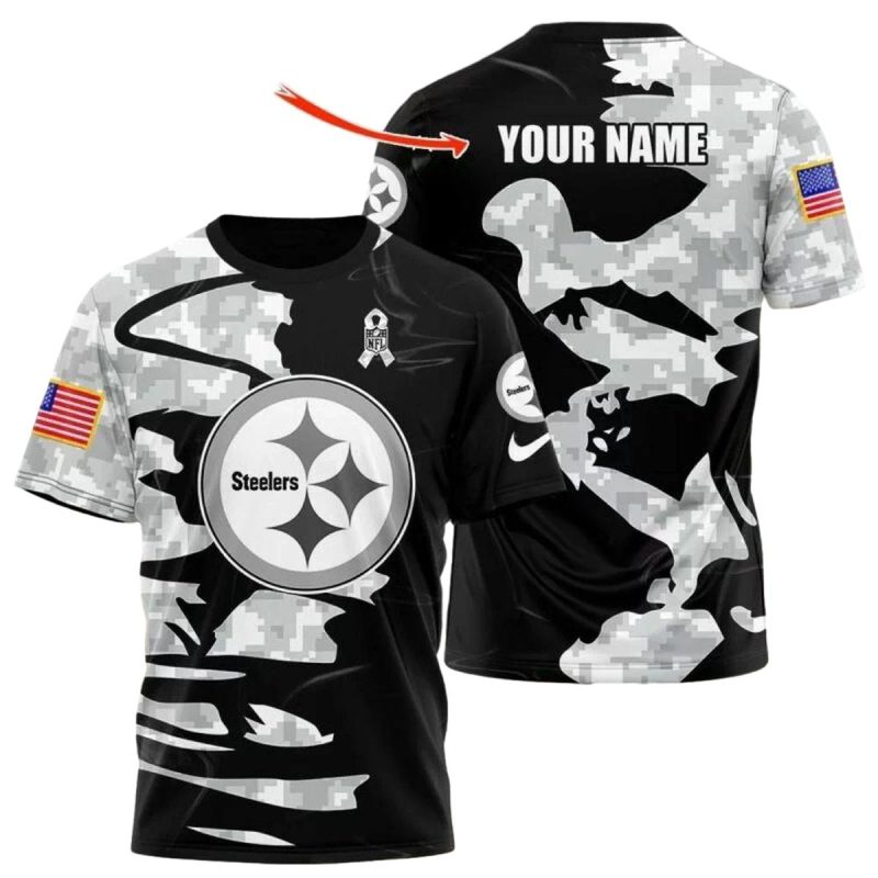 Personalized Pittsburgh Steelers Logo And Camo Aop T Shirt 1