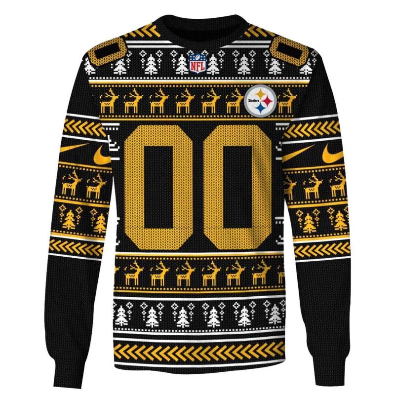 Personalized Pittsburgh Steelers Logo And Christmas Ugly Sweater 2025 Aop Sweatshirt 1