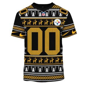 Personalized Pittsburgh Steelers Logo And Christmas Ugly Sweater 2025 AOP T-Shirt