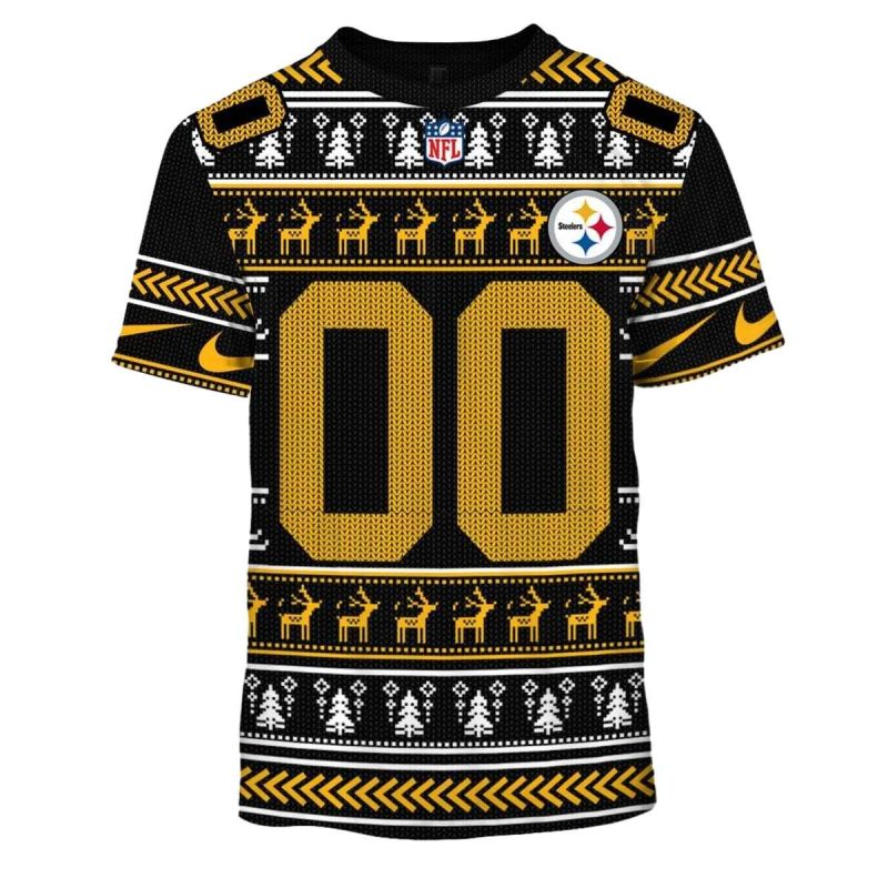 Personalized Pittsburgh Steelers Logo And Christmas Ugly Sweater 2025 Aop T Shirt 1