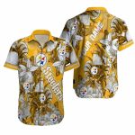 Personalized Pittsburgh Steelers Logo And Golden Pineapple Floral Hawaiian Shirt