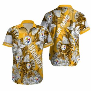 Personalized Pittsburgh Steelers Logo And Golden Pineapple Floral Hawaiian Shirt