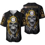 Personalized Pittsburgh Steelers Logo And Halloween Skull Baseball Jersey