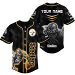 Personalized Pittsburgh Steelers Logo And Player Black Baseball Jersey
