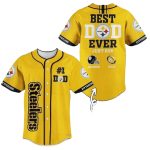 Personalized Pittsburgh Steelers Logo Best Dad Ever Yellow Baseball Jersey