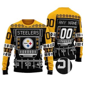 Personalized Pittsburgh Steelers Logo Black And Yellow Ugly Sweater