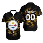 Personalized Pittsburgh Steelers Logo Camo Black Gold Hawaiian Shirt