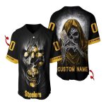 Personalized Pittsburgh Steelers Logo Dead Skull Halloween Baseball Jersey