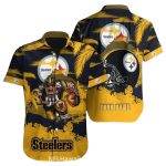 Personalized Pittsburgh Steelers Logo Helmet And Mascot Hawaiian Shirt