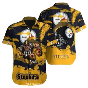 Personalized Pittsburgh Steelers Logo Helmet And Mascot Hawaiian Shirt