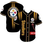 Personalized Pittsburgh Steelers Logo Light Black Baseball Jersey