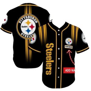 Personalized Pittsburgh Steelers Logo Light Black Baseball Jersey