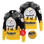 Personalized Pittsburgh Steelers Logo Snow Flower Pattern Ugly Sweater