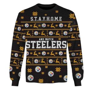 Personalized Pittsburgh Steelers Logo Stay Home And Watch Steelers Ugly Sweater