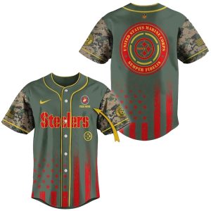 Personalized Pittsburgh Steelers Logo Us Marine Corps Baseball Jersey
