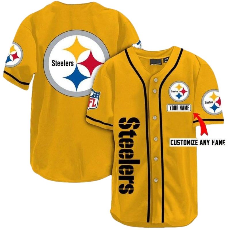Personalized Pittsburgh Steelers Lovely Logo Basic Golden Baseball Jersey 1