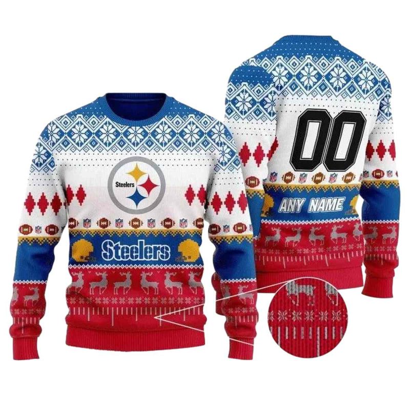 Personalized Pittsburgh Steelers Lovely Logo Red Blue White Pattern Ugly Sweater 1