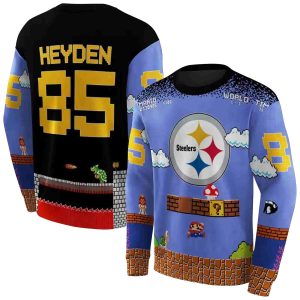 Personalized Pittsburgh Steelers Mario Blue Black AOP Sweatshirt