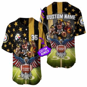 Personalized Pittsburgh Steelers Mascot And Eagle Hug Ball Baseball Jersey