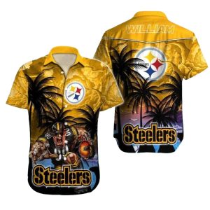 Personalized Pittsburgh Steelers Mascot Intense Sunset Game Art Hawaiian Shirt