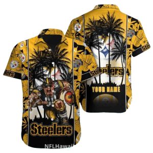 Personalized Pittsburgh Steelers Mascot Palm Trees Hawaiian Shirt
