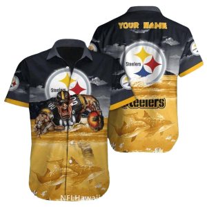 Personalized Pittsburgh Steelers Mascot With Ocean And Dolphins Theme Hawaiian Shirt