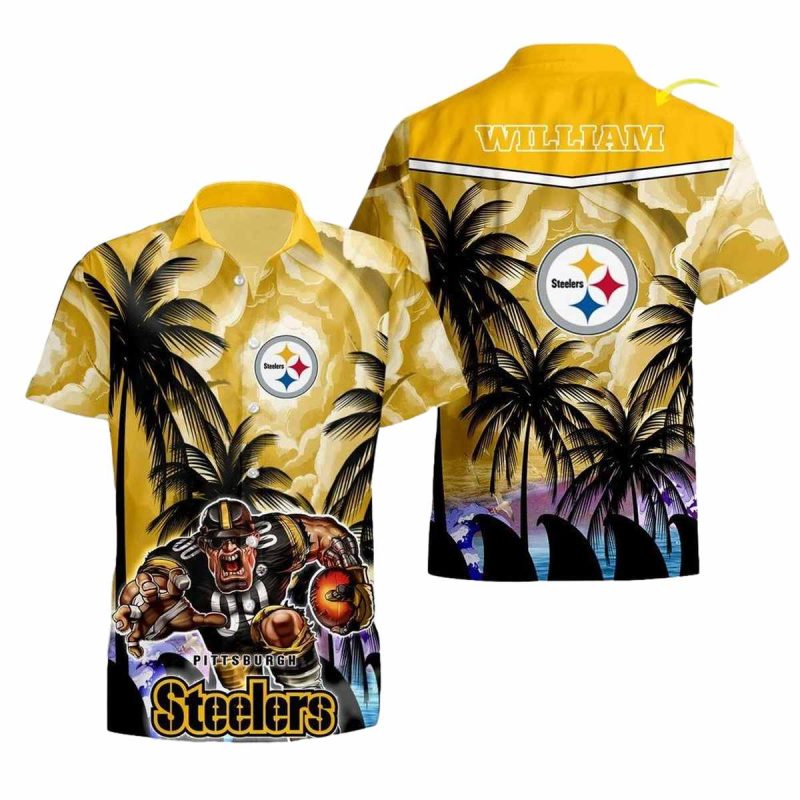 Personalized Pittsburgh Steelers Mastcot New Summer Coconut Tree 2025 Hawaiian Shirt 1