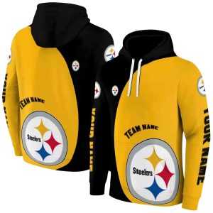 Personalized Pittsburgh Steelers Minimalist Design Gold Black AOP Hoodie