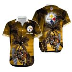 Personalized Pittsburgh Steelers Palm Trees And Football Player Hawaiian Shirt