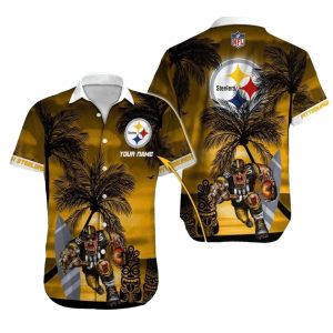 Personalized Pittsburgh Steelers Palm Trees And Football Player Hawaiian Shirt