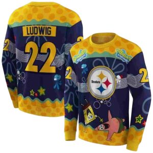 Personalized Pittsburgh Steelers Patrick Star Gold Navy AOP Sweatshirt