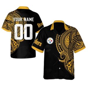 Personalized Pittsburgh Steelers Polynesian Tattoo Design Hawaiian Shirt
