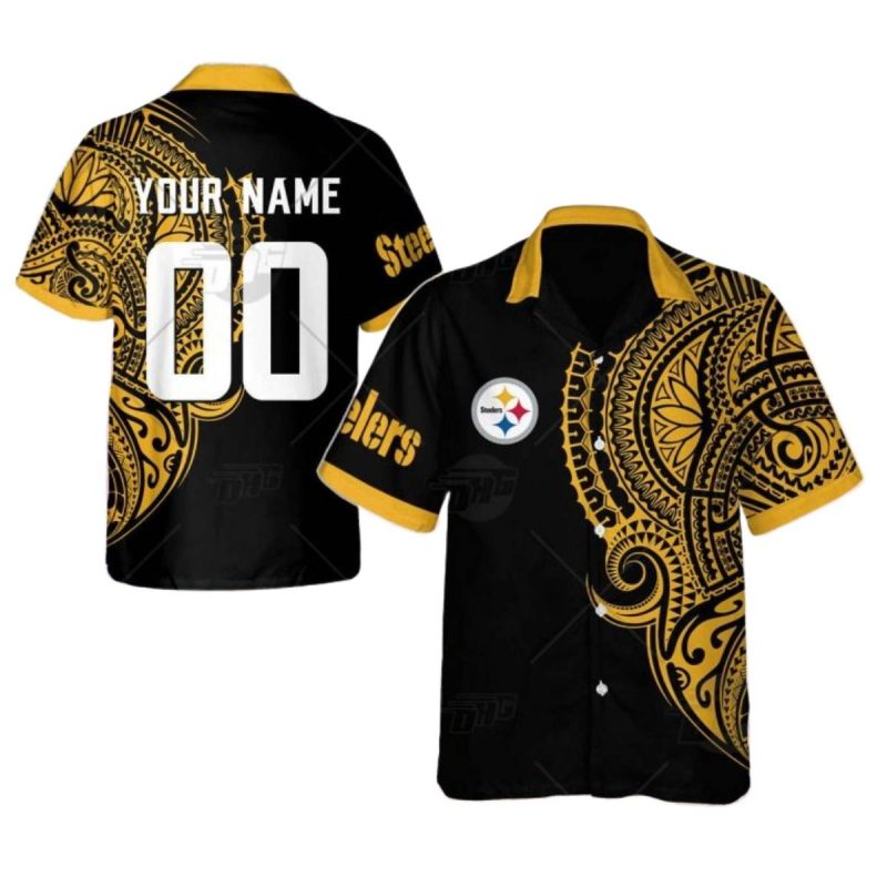Personalized Pittsburgh Steelers Polynesian Tattoo Design Hawaiian Shirt 1
