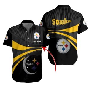 Personalized Pittsburgh Steelers Pride Black And Gold Stripe Hawaiian Shirt