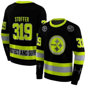Personalized Pittsburgh Steelers Safety Motif Black Neon Gree AOP Sweatshirt