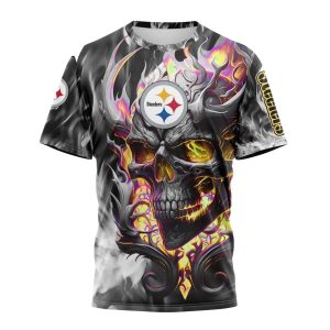 Personalized Pittsburgh Steelers Skull Art Design AOP T-Shirt