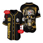 Personalized Pittsburgh Steelers Skull Hold Logo Baseball Jersey