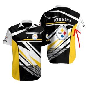 Personalized Pittsburgh Steelers Sleek Black And Gold Hawaiian Shirt