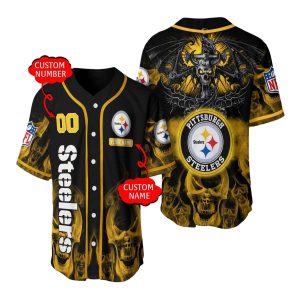 Personalized Pittsburgh Steelers Smoke Kull Halloween Baseball Jersey