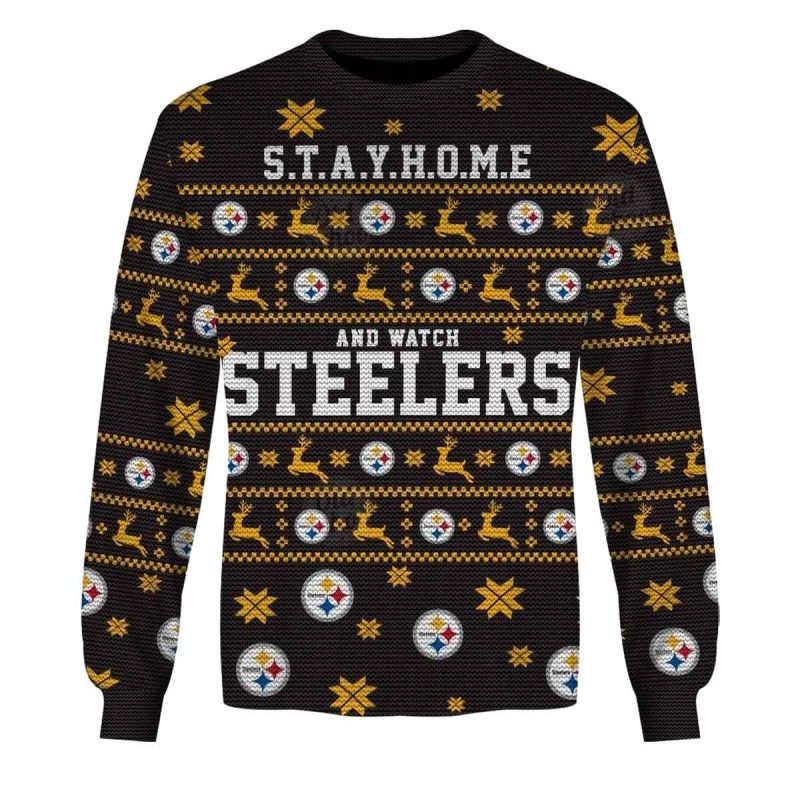 Personalized Pittsburgh Steelers Stay Home And Watch Steelers Ugly Swaeter Aop Sweatshirt 1